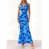 imagePRETTYGARDEN Womens Summer Wedding Guest Dress 2026 Spring Cowl Neck Mesh Bodycon Formal Cocktail Party Floral Maxi DressesFloral Blue