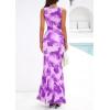imagePRETTYGARDEN Womens Summer Wedding Guest Dress 2026 Spring Cowl Neck Mesh Bodycon Formal Cocktail Party Floral Maxi DressesFloral Purple