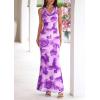 imagePRETTYGARDEN Womens Summer Wedding Guest Dress 2026 Spring Cowl Neck Mesh Bodycon Formal Cocktail Party Floral Maxi DressesFloral Purple
