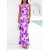 imagePRETTYGARDEN Womens Summer Wedding Guest Dress 2026 Spring Cowl Neck Mesh Bodycon Formal Cocktail Party Floral Maxi DressesFloral Purple
