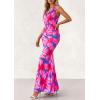 imagePRETTYGARDEN Womens Summer Wedding Guest Dress 2026 Spring Cowl Neck Mesh Bodycon Formal Cocktail Party Floral Maxi DressesFloral Purple Pink