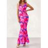 imagePRETTYGARDEN Womens Summer Wedding Guest Dress 2026 Spring Cowl Neck Mesh Bodycon Formal Cocktail Party Floral Maxi DressesFloral Purple Pink