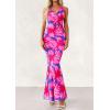 imagePRETTYGARDEN Womens Summer Wedding Guest Dress 2026 Spring Cowl Neck Mesh Bodycon Formal Cocktail Party Floral Maxi DressesFloral Purple Pink