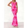 imagePRETTYGARDEN Womens Summer Wedding Guest Dress 2026 Spring Cowl Neck Mesh Bodycon Formal Cocktail Party Floral Maxi DressesPink Floral