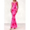 imagePRETTYGARDEN Womens Summer Wedding Guest Dress 2026 Spring Cowl Neck Mesh Bodycon Formal Cocktail Party Floral Maxi DressesPink Floral