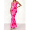 imagePRETTYGARDEN Womens Summer Wedding Guest Dress 2026 Spring Cowl Neck Mesh Bodycon Formal Cocktail Party Floral Maxi DressesPink Floral