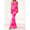 imagePRETTYGARDEN Womens Summer Wedding Guest Dress 2026 Spring Cowl Neck Mesh Bodycon Formal Cocktail Party Floral Maxi DressesPink Floral