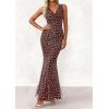 imagePRETTYGARDEN Womens Summer Wedding Guest Dress 2026 Spring Cowl Neck Mesh Bodycon Formal Cocktail Party Floral Maxi DressesPolka Dot Brown Blue