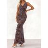 imagePRETTYGARDEN Womens Summer Wedding Guest Dress 2026 Spring Cowl Neck Mesh Bodycon Formal Cocktail Party Floral Maxi DressesPolka Dot Brown Blue