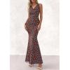 imagePRETTYGARDEN Womens Summer Wedding Guest Dress 2026 Spring Cowl Neck Mesh Bodycon Formal Cocktail Party Floral Maxi DressesPolka Dot Brown Blue