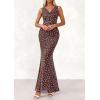 imagePRETTYGARDEN Womens Summer Wedding Guest Dress 2026 Spring Cowl Neck Mesh Bodycon Formal Cocktail Party Floral Maxi DressesPolka Dot Brown Blue