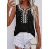 imagePRETTYGARDEN Womens Tank Tops 2026 Summer Causal V Neck Sleeveless Shirts Floral Print Embroidered Beach Vacation Boho TopBlack