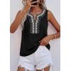 imagePRETTYGARDEN Womens Tank Tops 2026 Summer Causal V Neck Sleeveless Shirts Floral Print Embroidered Beach Vacation Boho TopBlack