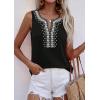 imagePRETTYGARDEN Womens Tank Tops 2026 Summer Causal V Neck Sleeveless Shirts Floral Print Embroidered Beach Vacation Boho TopBlack