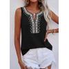 imagePRETTYGARDEN Womens Tank Tops 2026 Summer Causal V Neck Sleeveless Shirts Floral Print Embroidered Beach Vacation Boho TopBlack