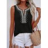 imagePRETTYGARDEN Womens Tank Tops 2026 Summer Causal V Neck Sleeveless Shirts Floral Print Embroidered Beach Vacation Boho TopBlack