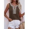 imagePRETTYGARDEN Womens Tank Tops 2026 Summer Causal V Neck Sleeveless Shirts Floral Print Embroidered Beach Vacation Boho TopBrown