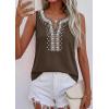 imagePRETTYGARDEN Womens Tank Tops 2026 Summer Causal V Neck Sleeveless Shirts Floral Print Embroidered Beach Vacation Boho TopBrown
