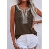 imagePRETTYGARDEN Womens Tank Tops 2026 Summer Causal V Neck Sleeveless Shirts Floral Print Embroidered Beach Vacation Boho TopBrown