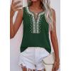 imagePRETTYGARDEN Womens Tank Tops 2026 Summer Causal V Neck Sleeveless Shirts Floral Print Embroidered Beach Vacation Boho TopDark Green