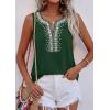 imagePRETTYGARDEN Womens Tank Tops 2026 Summer Causal V Neck Sleeveless Shirts Floral Print Embroidered Beach Vacation Boho TopDark Green