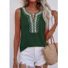 imagePRETTYGARDEN Womens Tank Tops 2026 Summer Causal V Neck Sleeveless Shirts Floral Print Embroidered Beach Vacation Boho TopDark Green