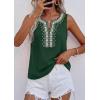 imagePRETTYGARDEN Womens Tank Tops 2026 Summer Causal V Neck Sleeveless Shirts Floral Print Embroidered Beach Vacation Boho TopDark Green