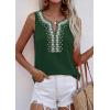 imagePRETTYGARDEN Womens Tank Tops 2026 Summer Causal V Neck Sleeveless Shirts Floral Print Embroidered Beach Vacation Boho TopDark Green