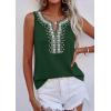 imagePRETTYGARDEN Womens Tank Tops 2026 Summer Causal V Neck Sleeveless Shirts Floral Print Embroidered Beach Vacation Boho TopDark Green