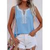 imagePRETTYGARDEN Womens Tank Tops 2026 Summer Causal V Neck Sleeveless Shirts Floral Print Embroidered Beach Vacation Boho TopLight Blue