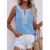 imagePRETTYGARDEN Womens Tank Tops 2026 Summer Causal V Neck Sleeveless Shirts Floral Print Embroidered Beach Vacation Boho TopLight Blue