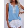 imagePRETTYGARDEN Womens Tank Tops 2026 Summer Causal V Neck Sleeveless Shirts Floral Print Embroidered Beach Vacation Boho TopLight Blue