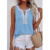 imagePRETTYGARDEN Womens Tank Tops 2026 Summer Causal V Neck Sleeveless Shirts Floral Print Embroidered Beach Vacation Boho TopLight Blue