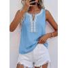 imagePRETTYGARDEN Womens Tank Tops 2026 Summer Causal V Neck Sleeveless Shirts Floral Print Embroidered Beach Vacation Boho TopLight Blue