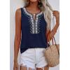 imagePRETTYGARDEN Womens Tank Tops 2026 Summer Causal V Neck Sleeveless Shirts Floral Print Embroidered Beach Vacation Boho TopNavy