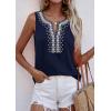 imagePRETTYGARDEN Womens Tank Tops 2026 Summer Causal V Neck Sleeveless Shirts Floral Print Embroidered Beach Vacation Boho TopNavy