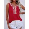 imagePRETTYGARDEN Womens Tank Tops 2026 Summer Causal V Neck Sleeveless Shirts Floral Print Embroidered Beach Vacation Boho TopRed