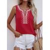 imagePRETTYGARDEN Womens Tank Tops 2026 Summer Causal V Neck Sleeveless Shirts Floral Print Embroidered Beach Vacation Boho TopRed