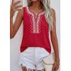 imagePRETTYGARDEN Womens Tank Tops 2026 Summer Causal V Neck Sleeveless Shirts Floral Print Embroidered Beach Vacation Boho TopRed