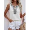 imagePRETTYGARDEN Womens Tank Tops 2026 Summer Causal V Neck Sleeveless Shirts Floral Print Embroidered Beach Vacation Boho TopWhite
