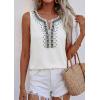 imagePRETTYGARDEN Womens Tank Tops 2026 Summer Causal V Neck Sleeveless Shirts Floral Print Embroidered Beach Vacation Boho TopWhite