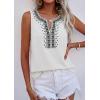 imagePRETTYGARDEN Womens Tank Tops 2026 Summer Causal V Neck Sleeveless Shirts Floral Print Embroidered Beach Vacation Boho TopWhite