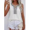 imagePRETTYGARDEN Womens Tank Tops 2026 Summer Causal V Neck Sleeveless Shirts Floral Print Embroidered Beach Vacation Boho TopWhite