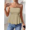 imagePRETTYGARDEN Womens Tube Tops Trendy 2026 Summer Casual Ruffle Hem Cute Tank Tops Going Out Strapless Shirts Vacation OutfitsBean Green