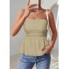 imagePRETTYGARDEN Womens Tube Tops Trendy 2026 Summer Casual Ruffle Hem Cute Tank Tops Going Out Strapless Shirts Vacation OutfitsBean Green