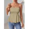 imagePRETTYGARDEN Womens Tube Tops Trendy 2026 Summer Casual Ruffle Hem Cute Tank Tops Going Out Strapless Shirts Vacation OutfitsBean Green