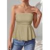 imagePRETTYGARDEN Womens Tube Tops Trendy 2026 Summer Casual Ruffle Hem Cute Tank Tops Going Out Strapless Shirts Vacation OutfitsBean Green