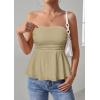 imagePRETTYGARDEN Womens Tube Tops Trendy 2026 Summer Casual Ruffle Hem Cute Tank Tops Going Out Strapless Shirts Vacation OutfitsBean Green