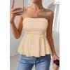 imagePRETTYGARDEN Womens Tube Tops Trendy 2026 Summer Casual Ruffle Hem Cute Tank Tops Going Out Strapless Shirts Vacation OutfitsBeige Yellow