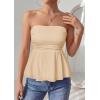 imagePRETTYGARDEN Womens Tube Tops Trendy 2026 Summer Casual Ruffle Hem Cute Tank Tops Going Out Strapless Shirts Vacation OutfitsBeige Yellow